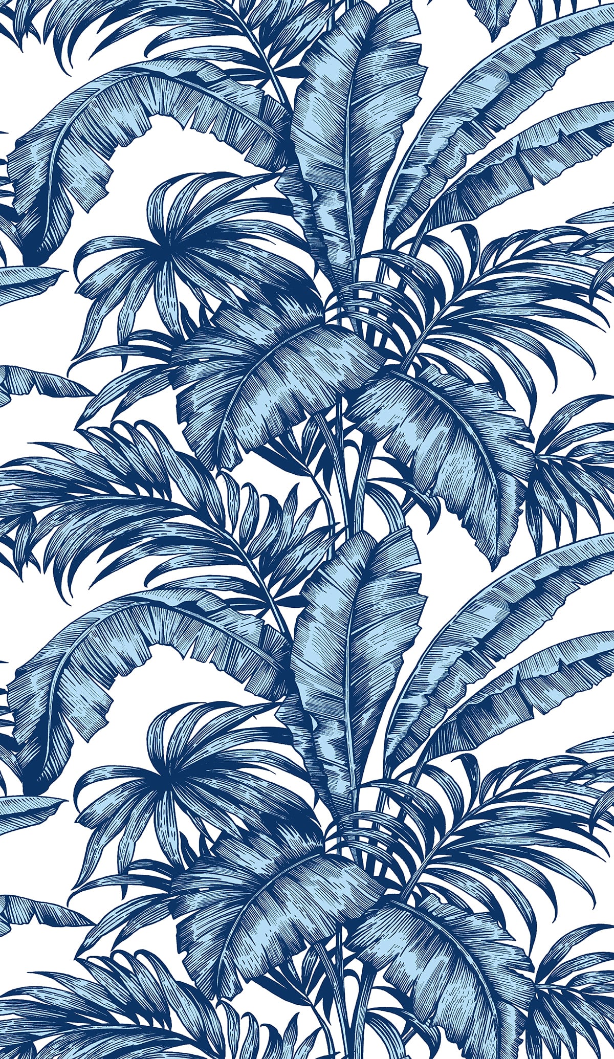 Blue Rainforest Palm Peel & Stick Casa Mia Wallcovering close-up.