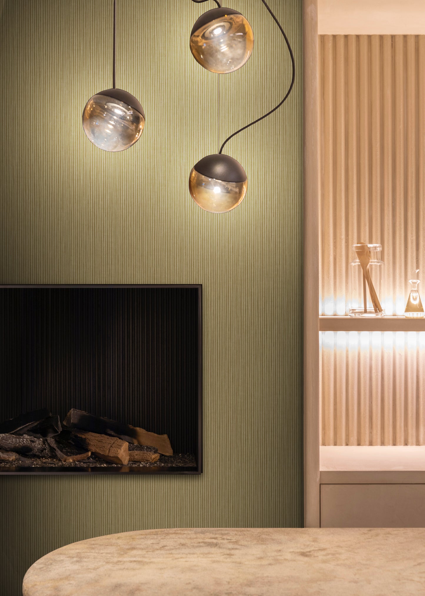 Strie Velvet Imitation Wallpaper