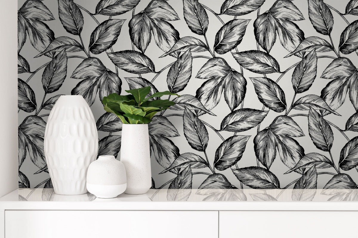 Sketched Leaves Wallpaper