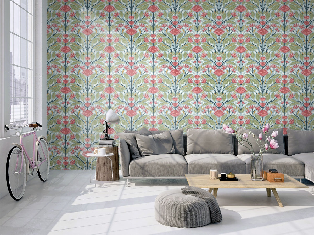 Painted Floral Wallpaper