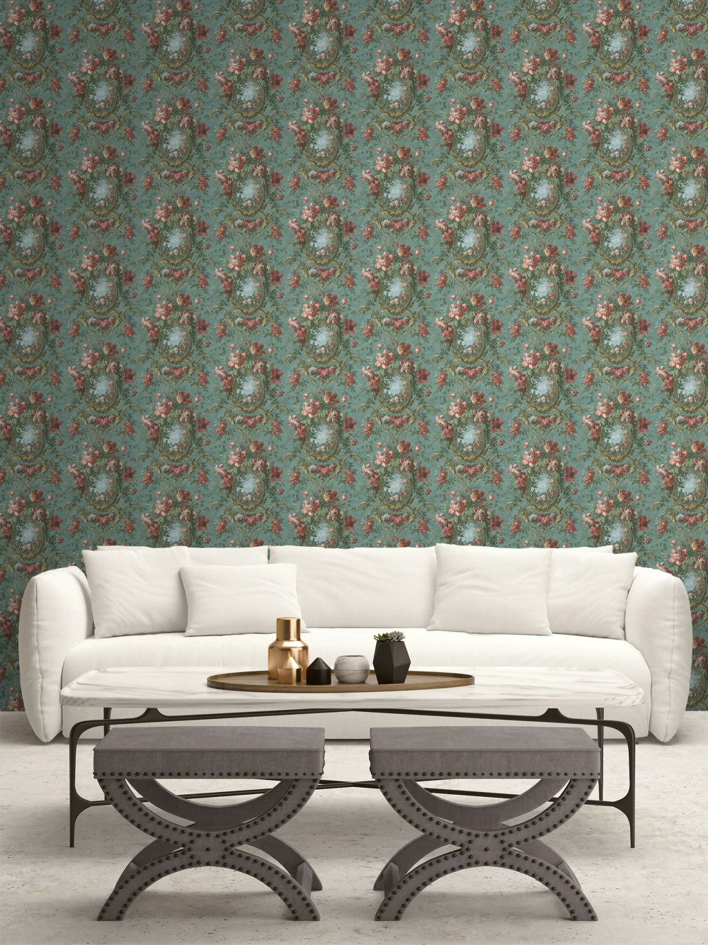Floral Cameo Wallpaper