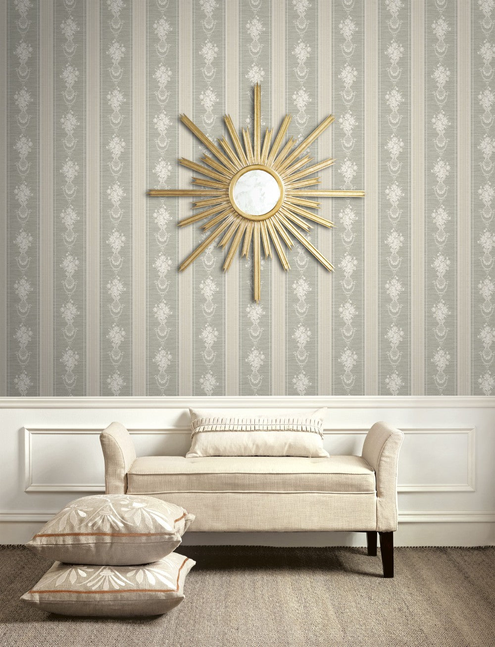 Floral Cameo Stripe Wallpaper
