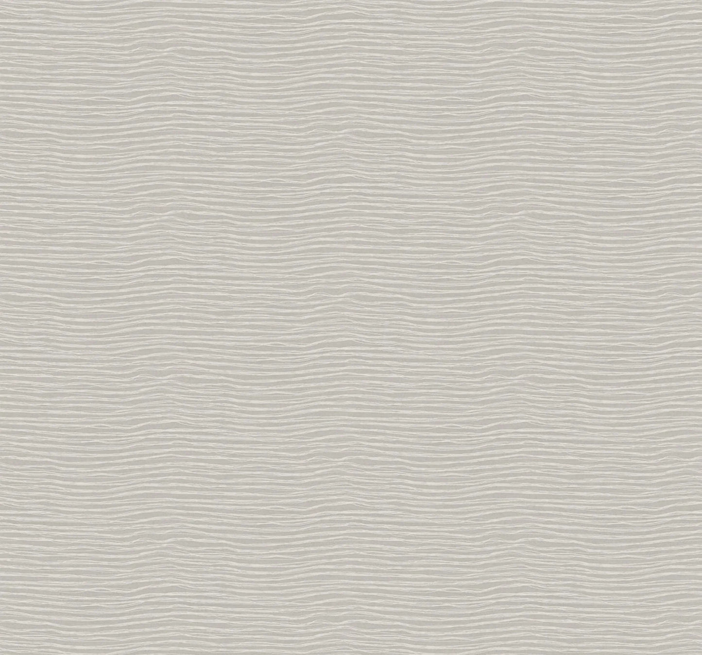Horizontal Yarns Wallpaper: light gray nonwoven design with thin wavy white lines for a subtle, textured, modern look.