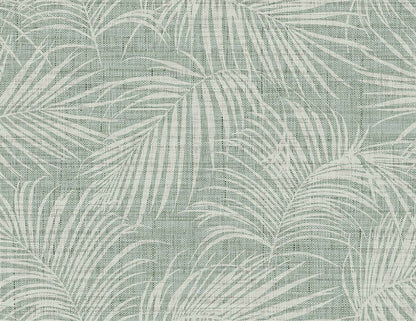 Palm Grassland Commercial Vinyl: White palm leaf design on textured light green, ideal for botanical or coastal chic décor.