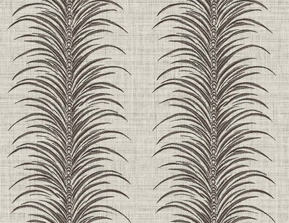 Tropical Bali Leaf Stripe Commercial Vinyl features black palm patterns on a light background, ideal for modern spaces.