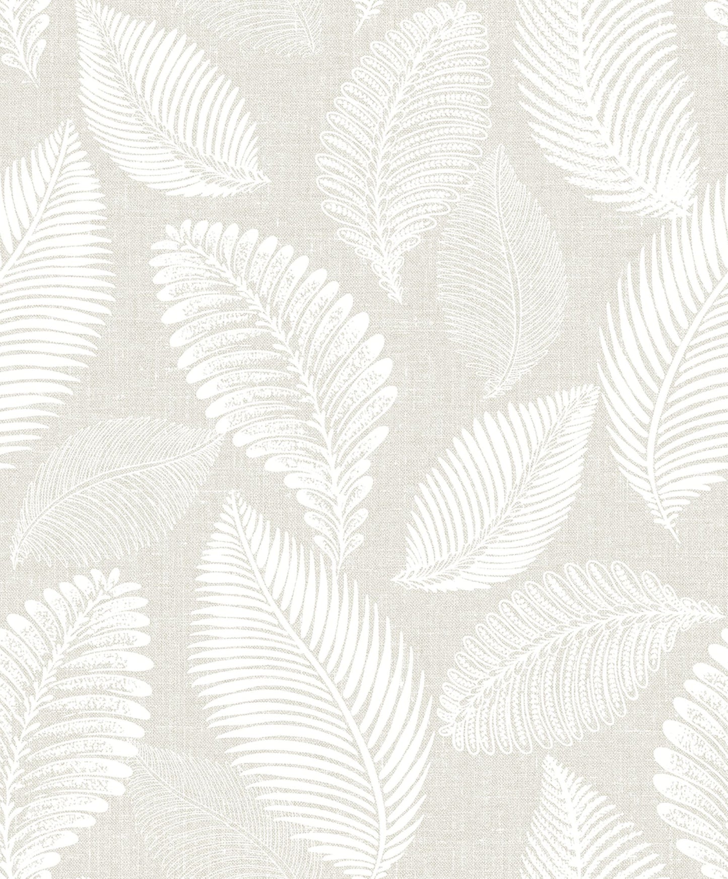 White/Off White Scattered Leaves Wallpaper close-up.
