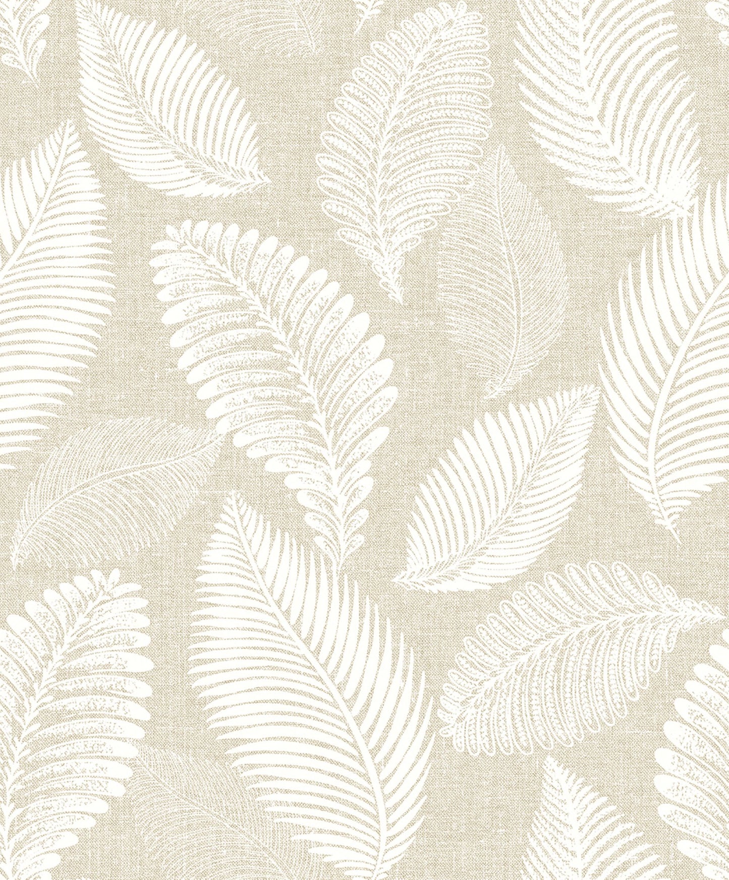 Sand Cream Scattered Leaves Wallpaper close-up.
