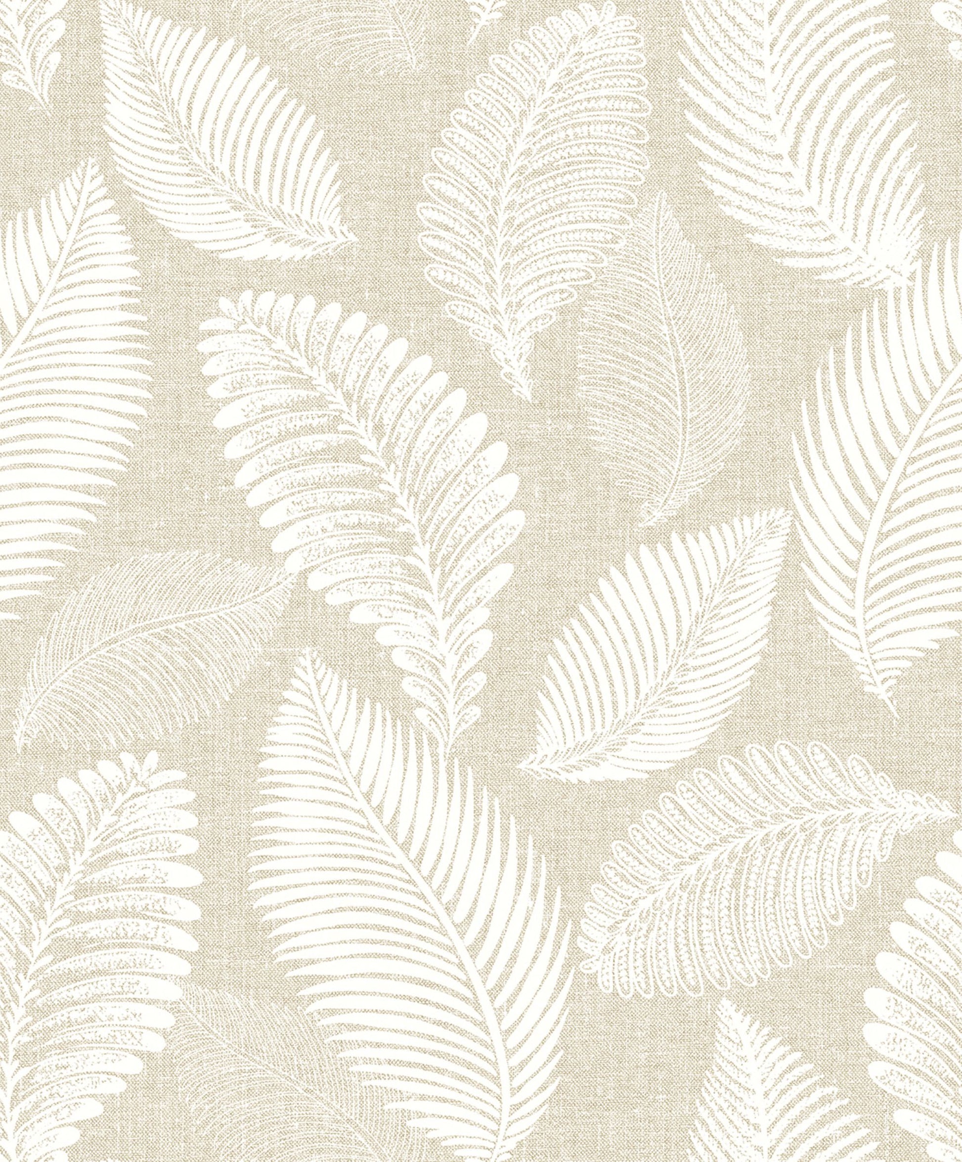 Sand Cream Scattered Leaves Wallpaper close-up.
