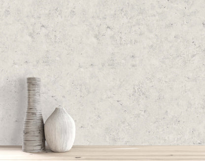 Two Cement Commercial Vinyl vases sit on wood with a light gray concrete faux wallpaper backdrop.