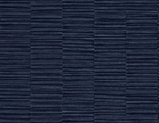 Blue Industrial Grasscloth Stripe Commercial & Vinyl close-up.
