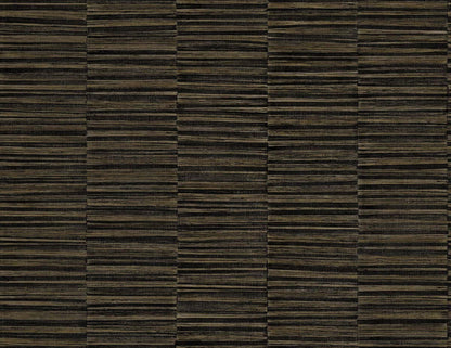 Industrial Grasscloth Stripe Commercial Vinyl: dark brown embossed wallpaper with woven grid-like pattern.