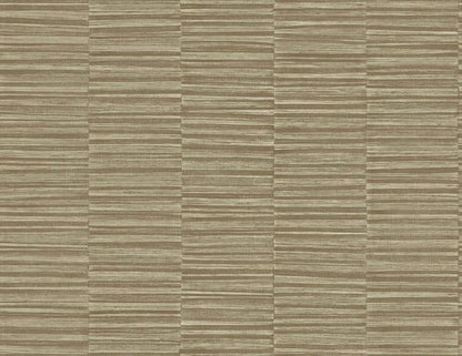 Tawny Brown Industrial Grasscloth Stripe Commercial & Vinyl close-up.
