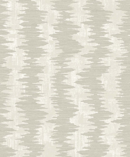 Ikat Stripe Wallpaper features a beige and taupe zigzag pattern on washable, textured non-woven material.