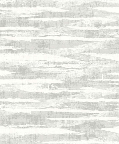 Stone Nebulite Wallpaper features an abstract gray and white pattern with horizontal brush-like lines for a timeless look.
