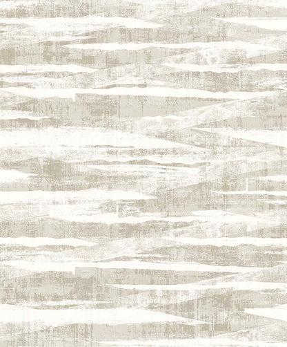 Stone Nebulite Wallpaper features a beige and white textured pattern with horizontal lines for a timeless, modern look.