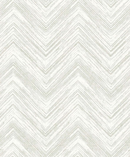 Chevron Wallpaper in light gray and white features a textured, sketch-like chevron pattern on washable, easy-care material.