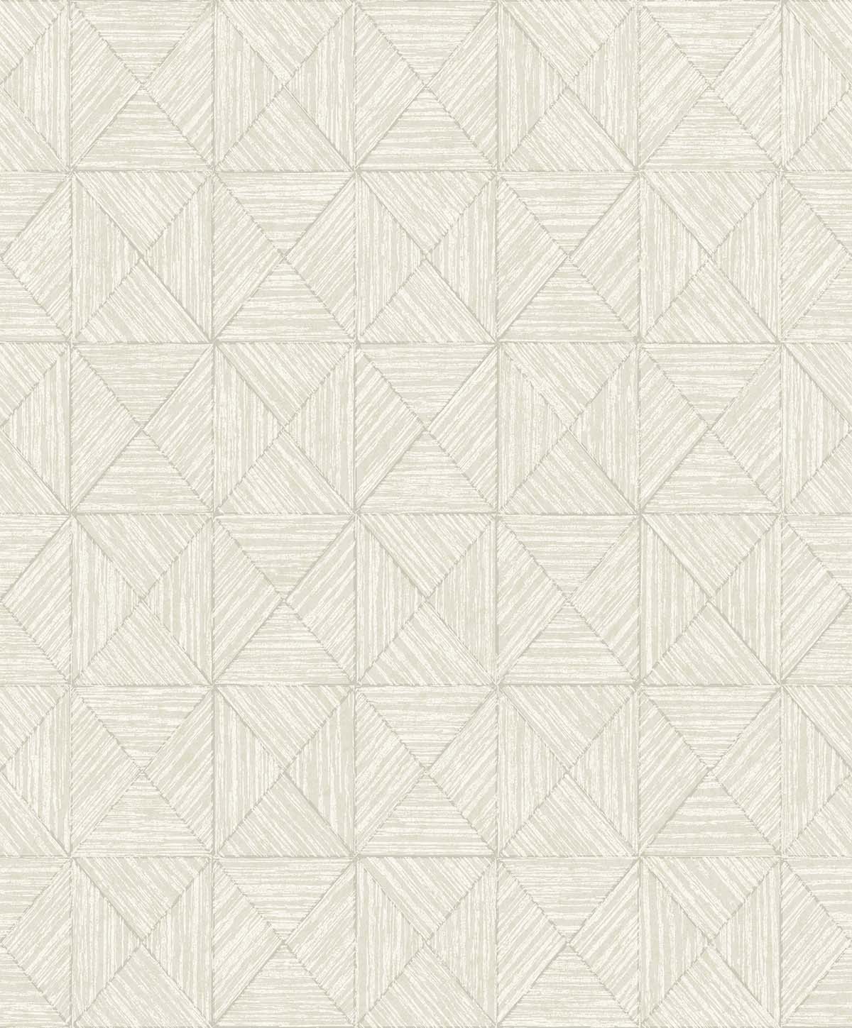 Inlay Tile Wallpaper features light beige geometric squares with textured diagonal lines on washable, non-woven material.