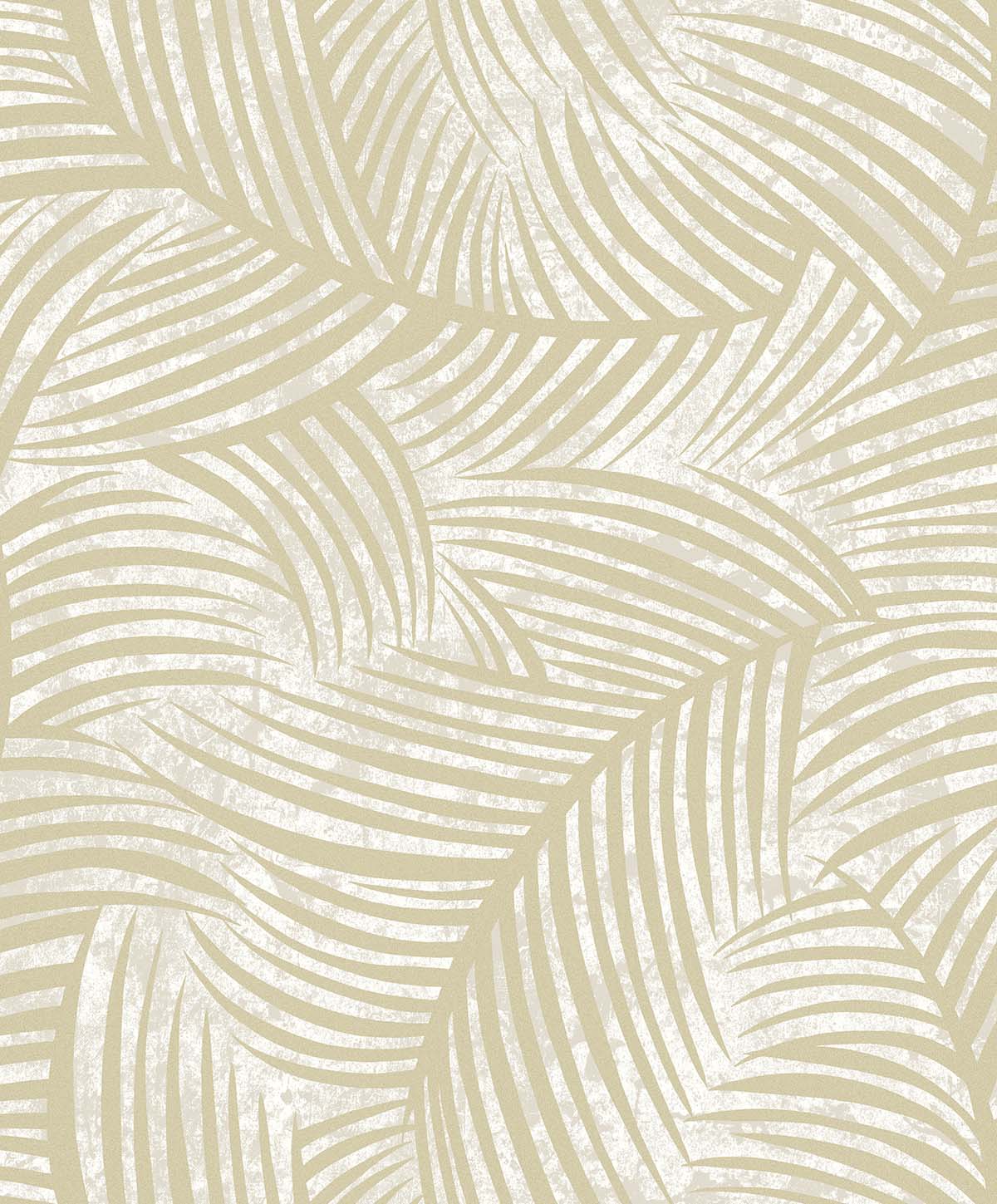 Palm Fronds Wallpaper features a beige and white abstract pattern with curved, overlapping lines on non-woven material.