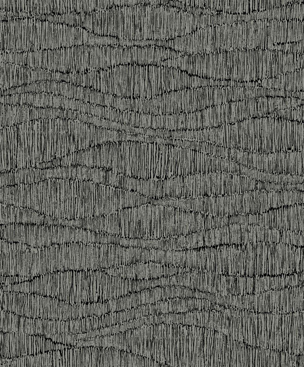 Wavy Wallpaper features a dark textured surface with irregular lines for an abstract, bark-like washable design.