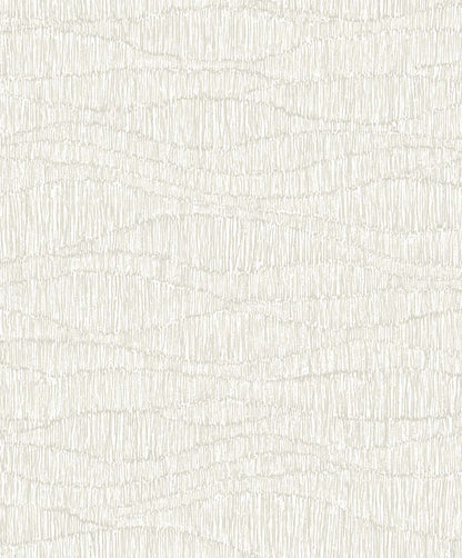 Wavy Wallpaper: Cream-colored, textured non-woven wallpaper with subtle wavy vertical lines for a fabric-like look.