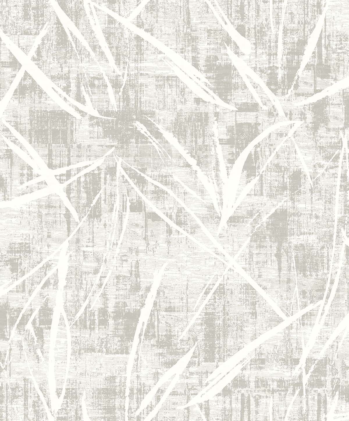 Brushstroke Wallpaper features white, uneven brush strokes on textured light grey, non-woven wallpaper.