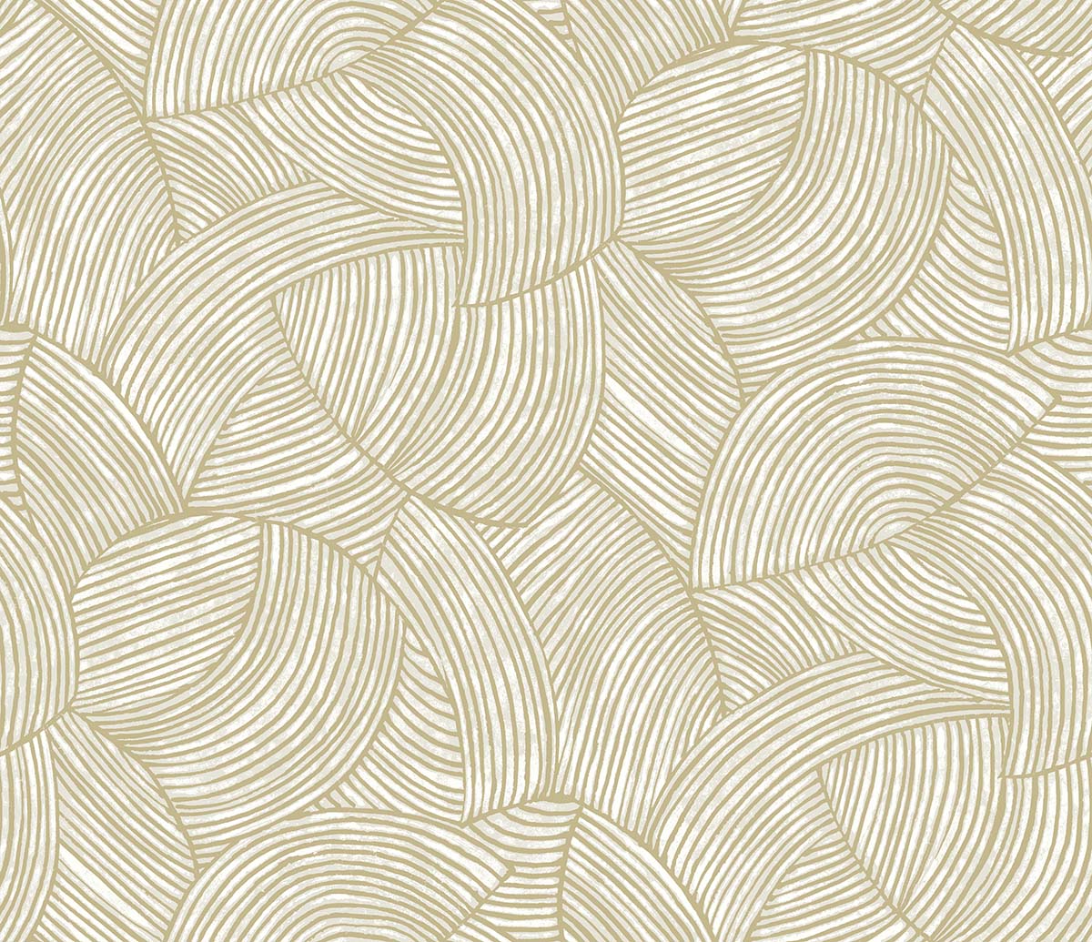 Fan Wallpaper features an abstract beige arc pattern for a geometric look on washable, non-woven material.