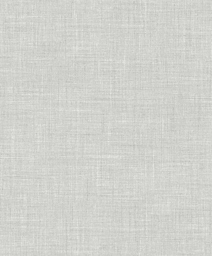 Faux Linen Wallpaper features a light gray linen texture with a subtle woven pattern on elegant non-woven material.