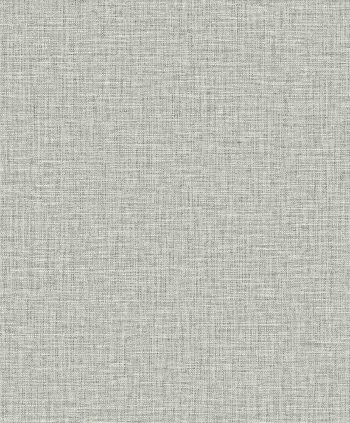 Pearly Linen Wallpaper: light gray with a subtle woven texture, perfect for stylish and washable wall designs.