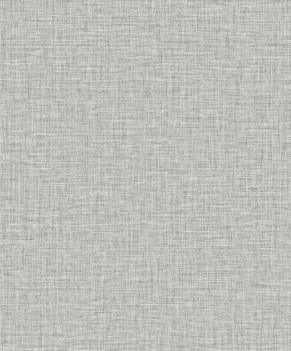 Pearly Linen Wallpaper: light gray with a subtle woven texture, perfect for stylish and washable wall designs.