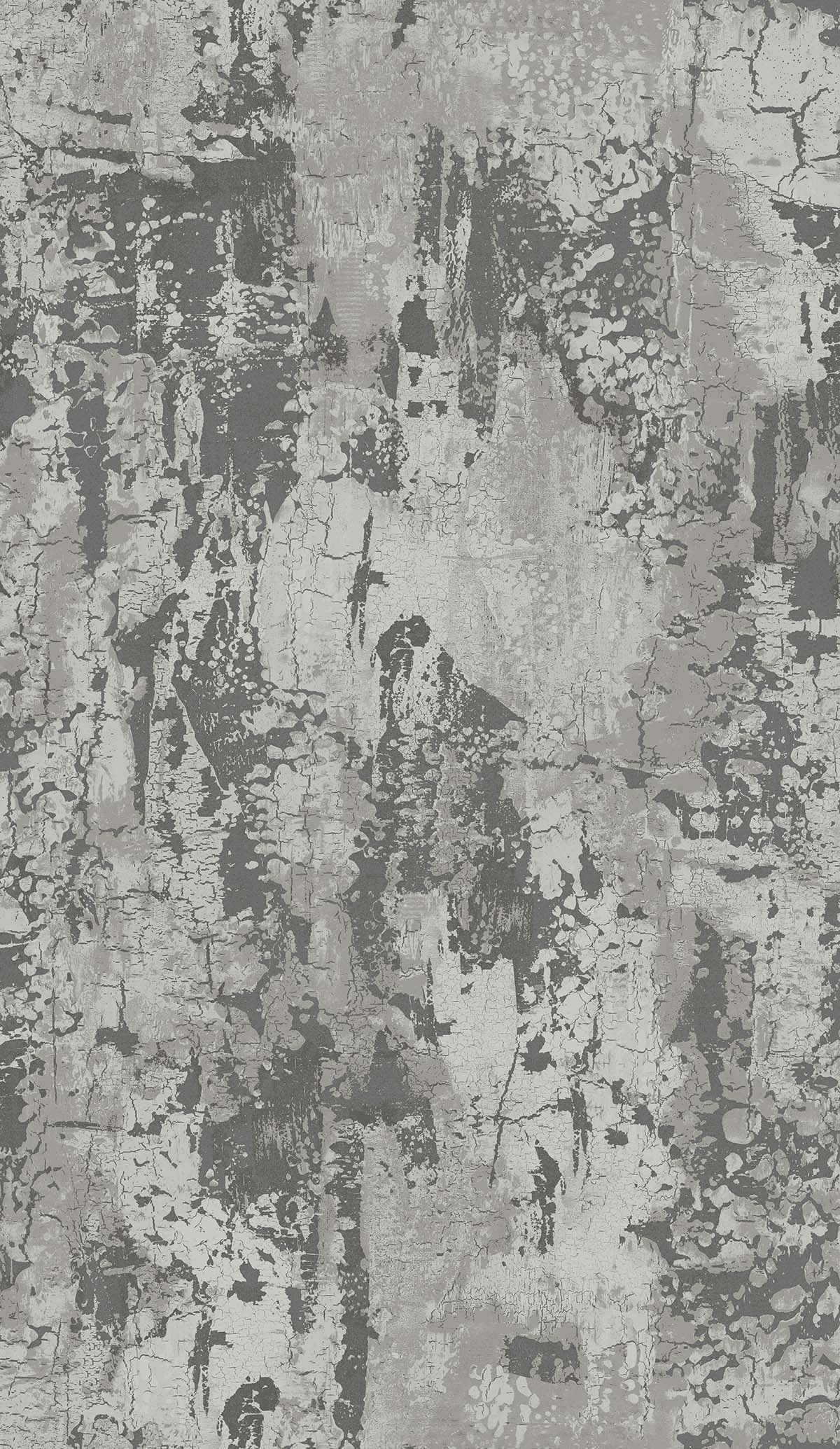 Faux Concrete Wallpaper features a gray and white textured look with cracked, peeling patterns, perfect for washable walls.