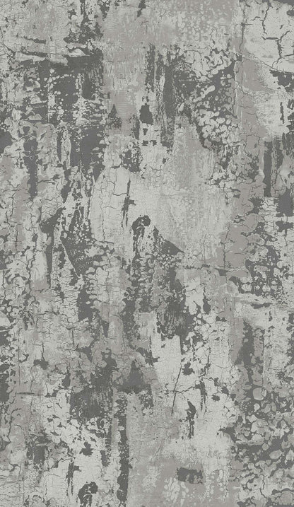 Faux Concrete Wallpaper features a gray and white textured look with cracked, peeling patterns, perfect for washable walls.