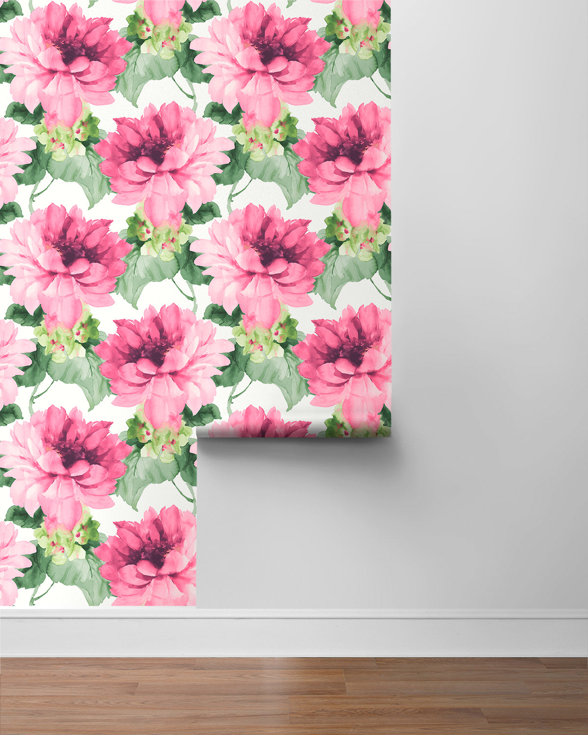 Pink Aquarelle Floral Peel & Stick Casa Mia Wallcovering sample roll.