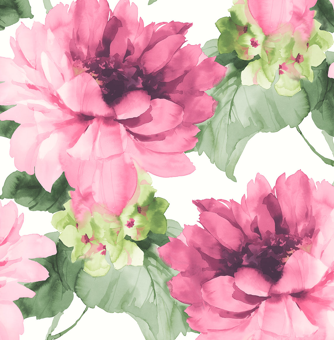 Pink Aquarelle Floral Peel & Stick Casa Mia Wallcovering close-up.
