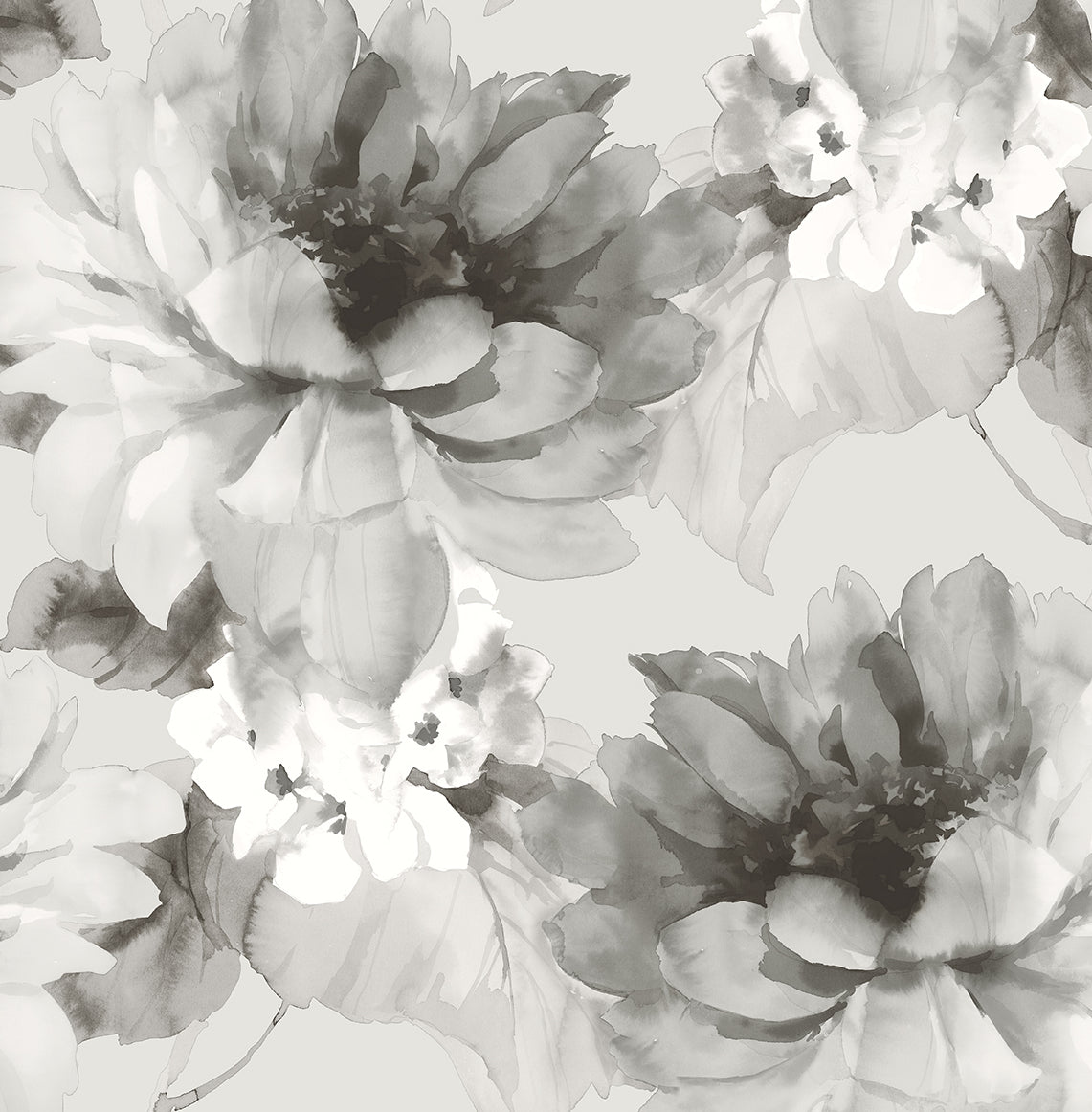 Silver Aquarelle Floral Peel & Stick Casa Mia Wallcovering close-up.