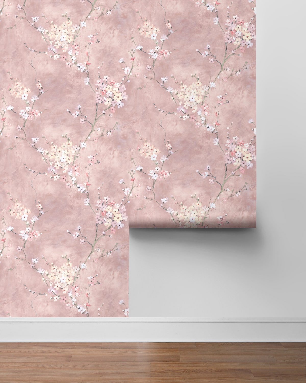 Pink Blossom Branch Peel & Stick Casa Mia Wallcovering sample roll.