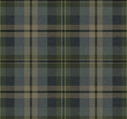 Blue Tailored Plaid Peel & Stick Casa Mia Wallcovering close-up.