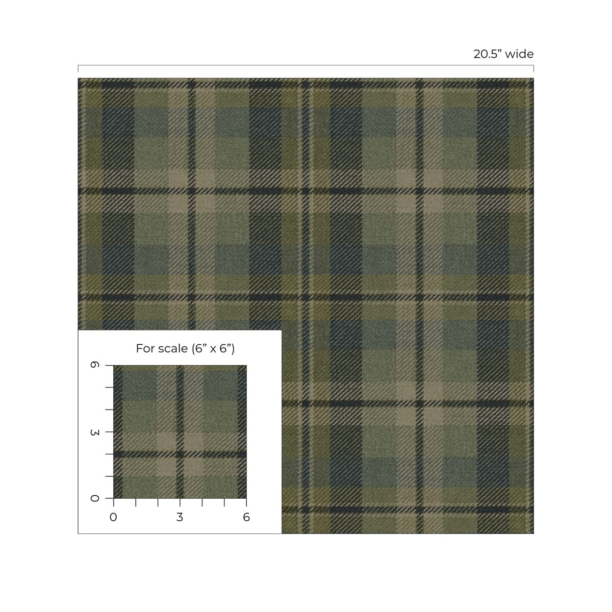 Green Tailored Plaid Peel & Stick Casa Mia Wallcovering scale.