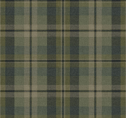 Green Tailored Plaid Peel & Stick Casa Mia Wallcovering close-up.