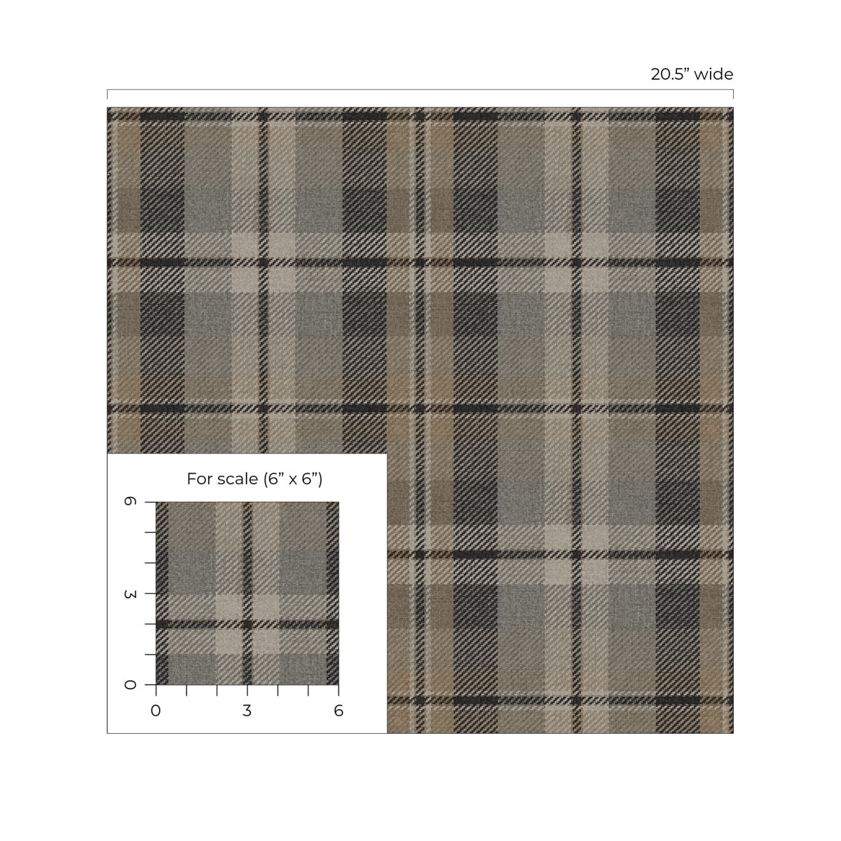 Gray Tailored Plaid Peel & Stick Casa Mia Wallcovering scale.