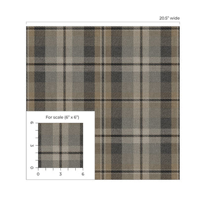 Gray Tailored Plaid Peel & Stick Casa Mia Wallcovering scale.