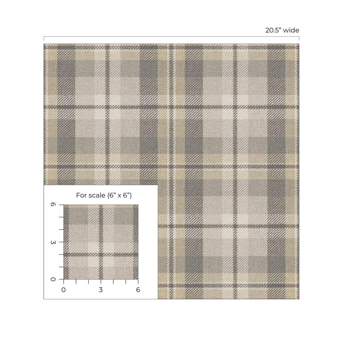 Light Gray Tailored Plaid Peel & Stick Casa Mia Wallcovering scale.