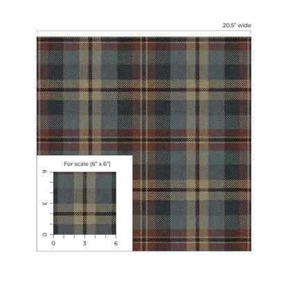 Multicolor Tailored Plaid Peel & Stick Casa Mia Wallcovering scale.
