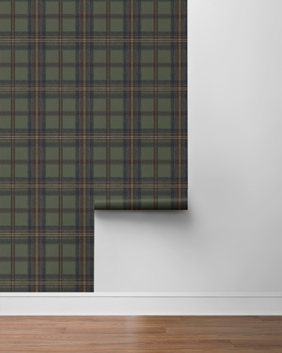 Multicolor Broken Twill Plaid Peel & Stick Casa Mia Wallcovering sample roll.