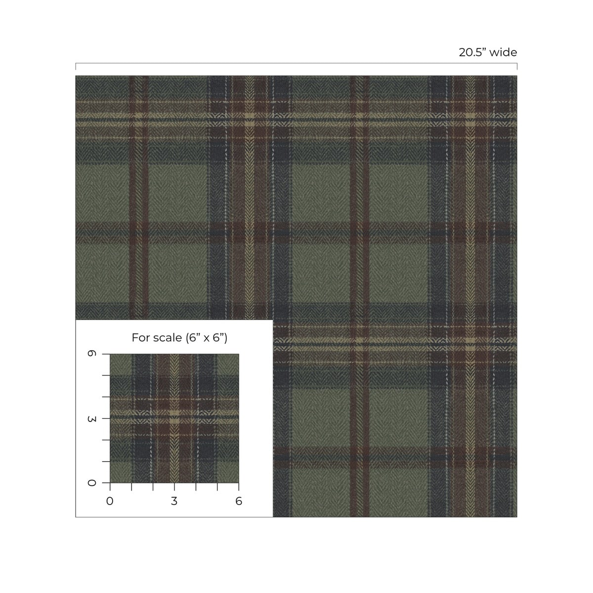 Multicolor Broken Twill Plaid Peel & Stick Casa Mia Wallcovering scale.