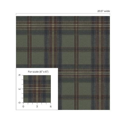 Multicolor Broken Twill Plaid Peel & Stick Casa Mia Wallcovering scale.