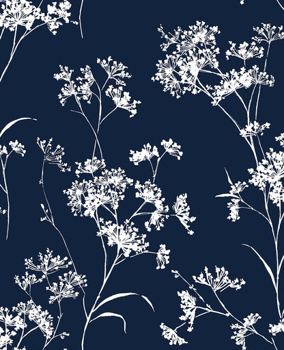 Blue Soft Scent Floral Peel & Stick Casa Mia Wallcovering close-up.