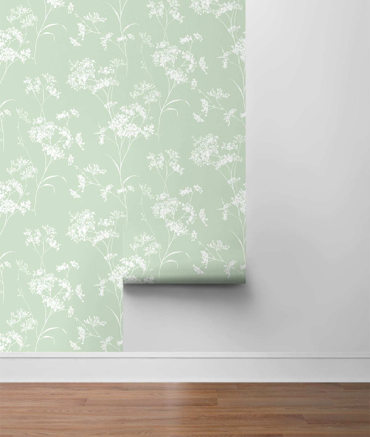 Green Soft Scent Floral Peel & Stick Casa Mia Wallcovering sample roll.