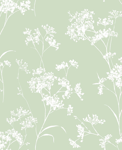 Green Soft Scent Floral Peel & Stick Casa Mia Wallcovering close-up.