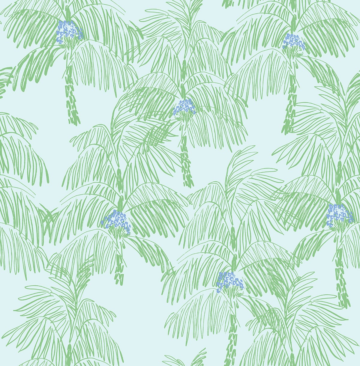  Green Palm Peel & Stick Casa Mia Wallcovering close-up.
