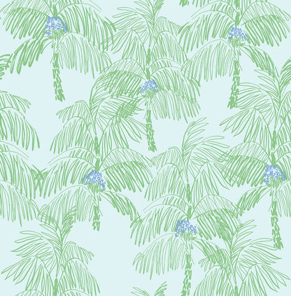  Green Palm Peel & Stick Casa Mia Wallcovering close-up.

